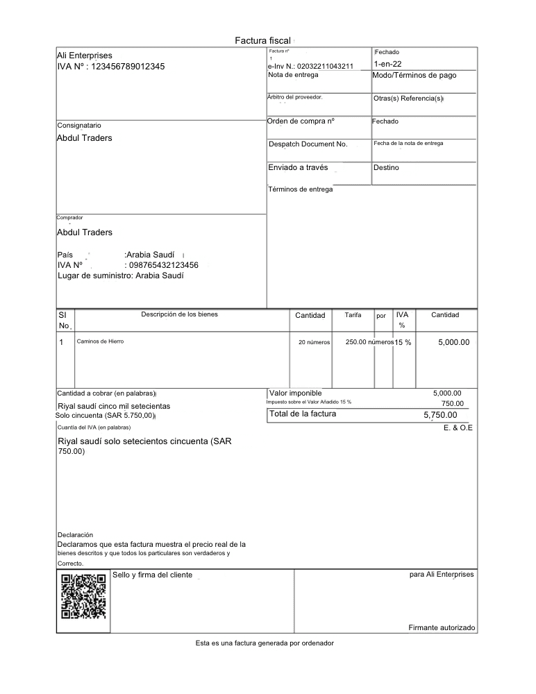 Translated document in Spanish