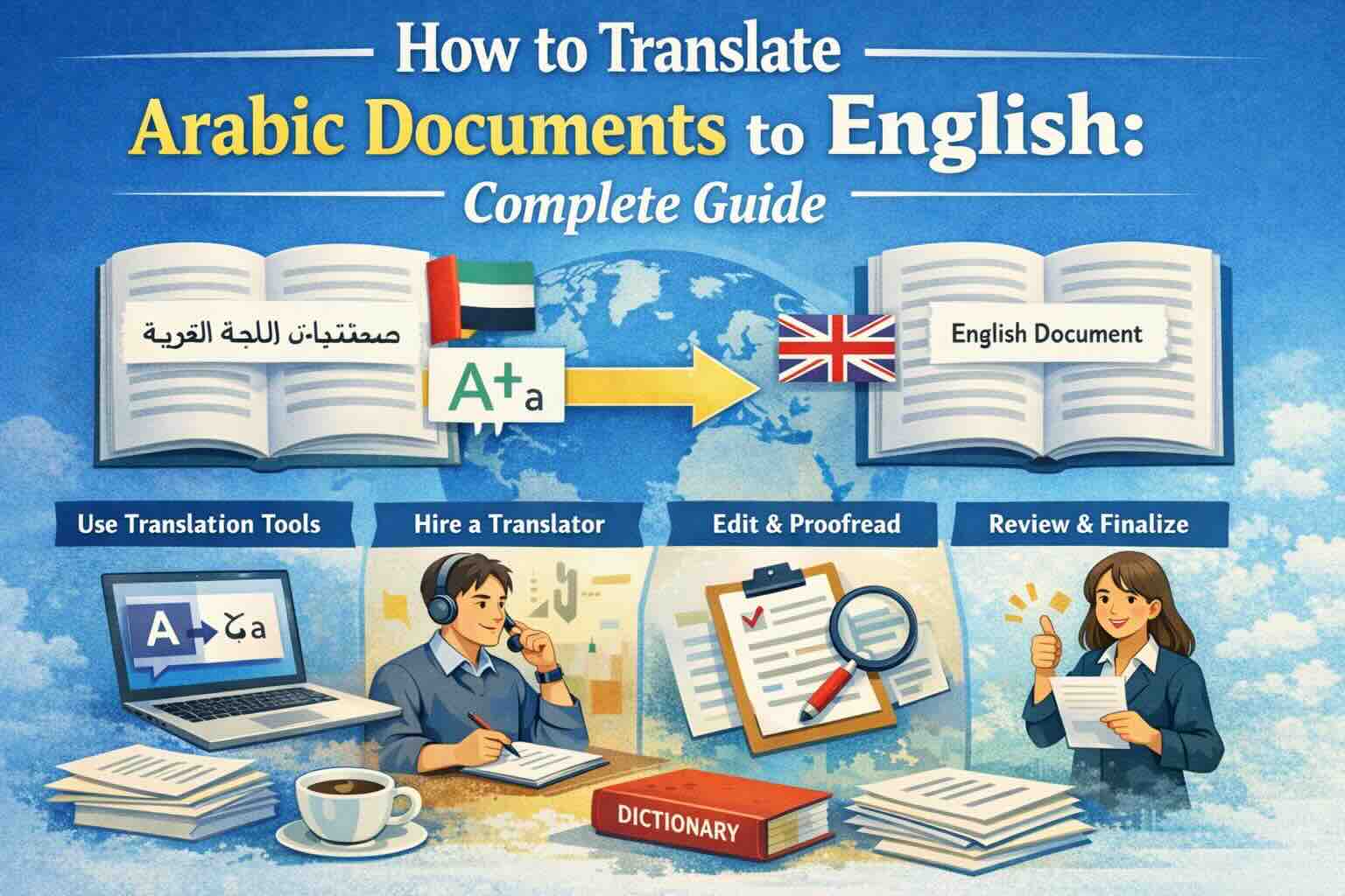 Arabic to English document translation with preserved formatting and RTL text support