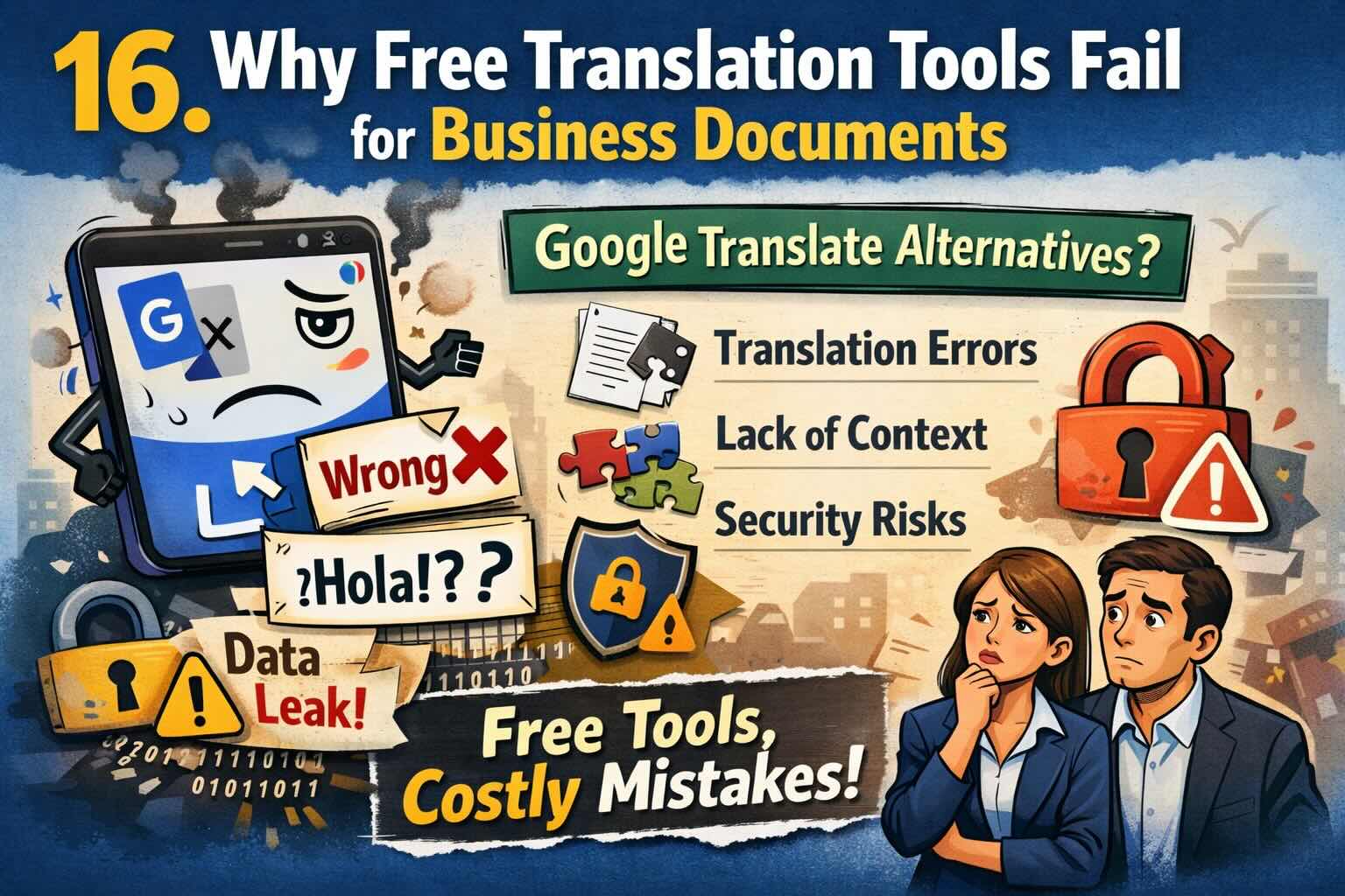 Comparison of free translation tools vs professional translation services for business documents
