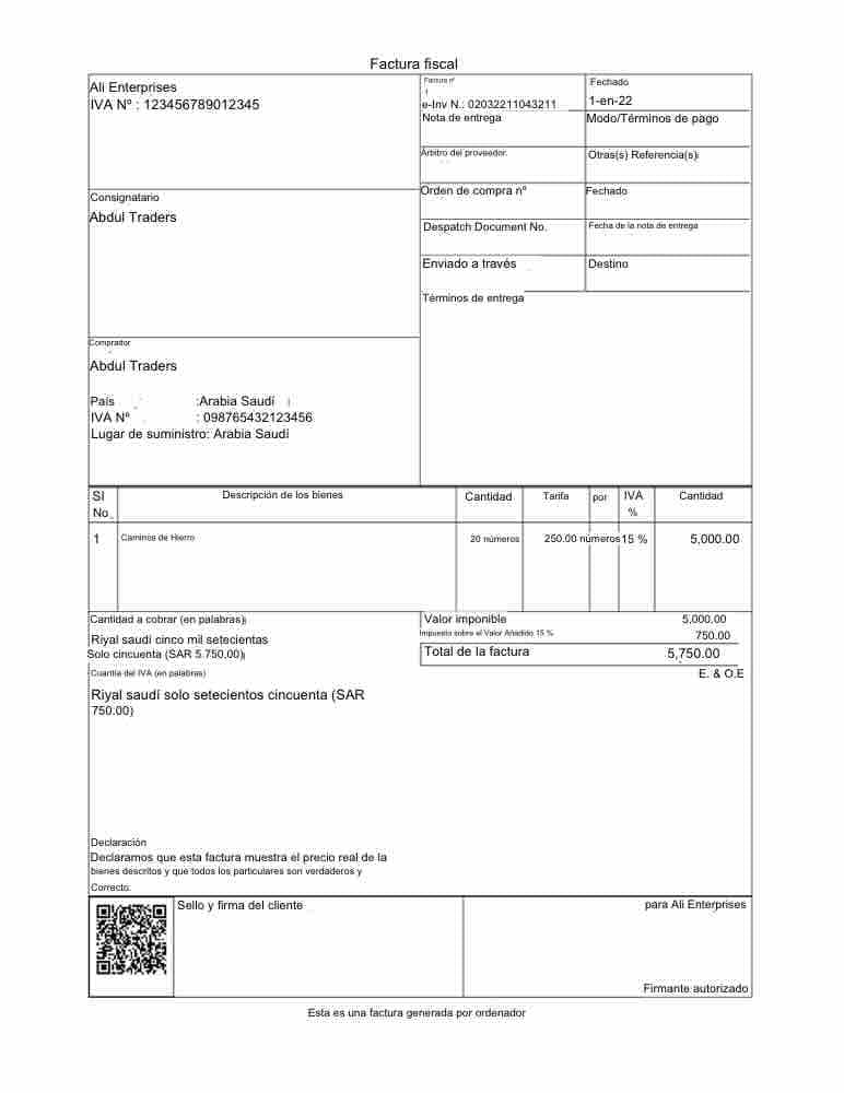 Translated document in Spanish